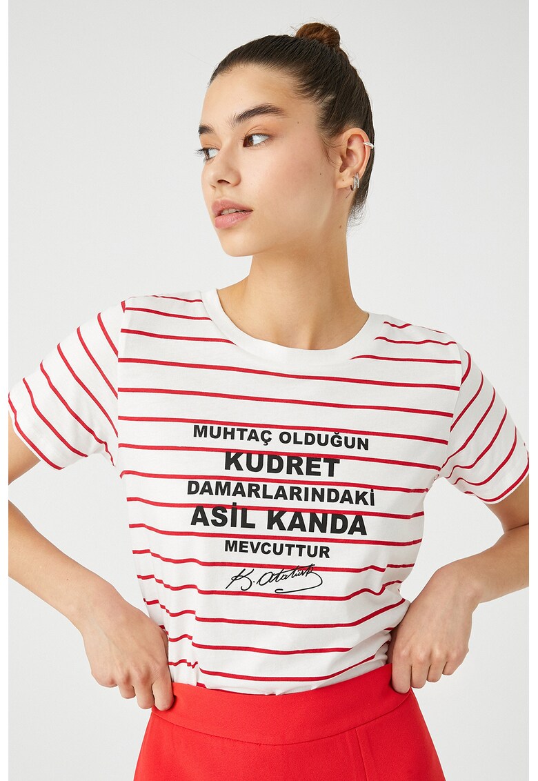 Tricou cu text si dungi