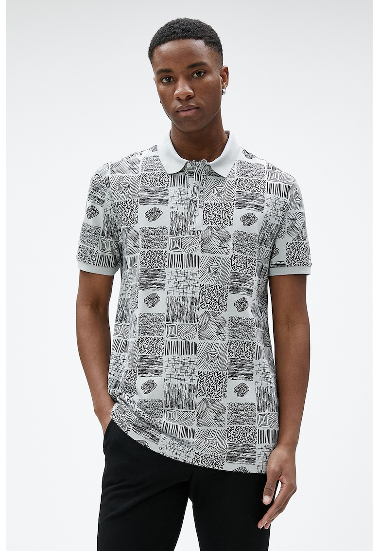 Tricou polo cu imprimeu grafic