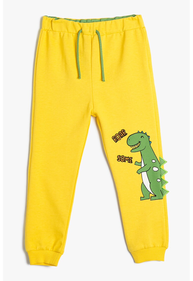 Pantaloni de trening cu snururi si imprimeu