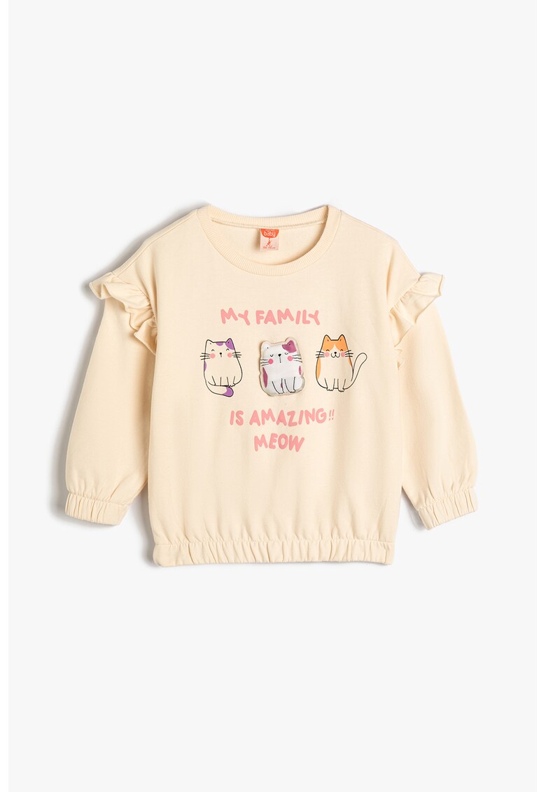 Bluza de trening cu imprimeu si volane