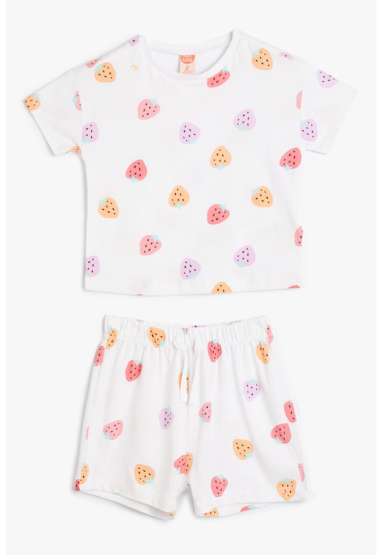 Set de pantaloni scurti si tricou cu imprimeu cu fructe