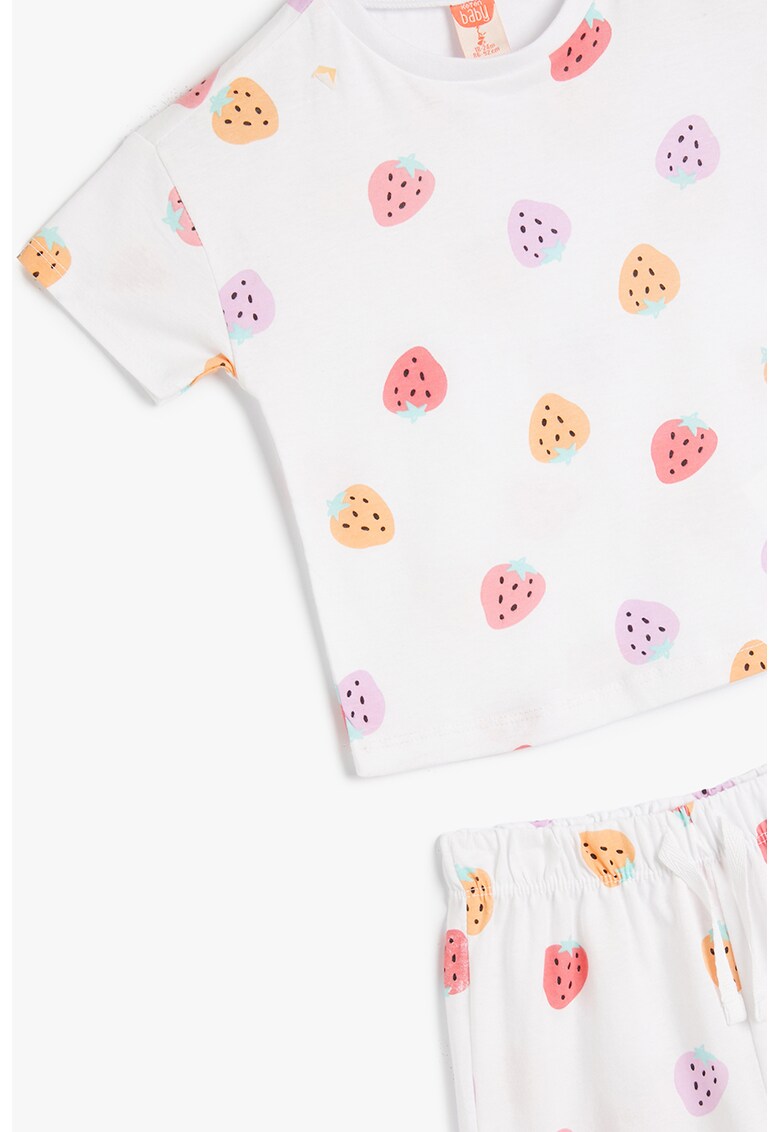Set de pantaloni scurti si tricou cu imprimeu cu fructe