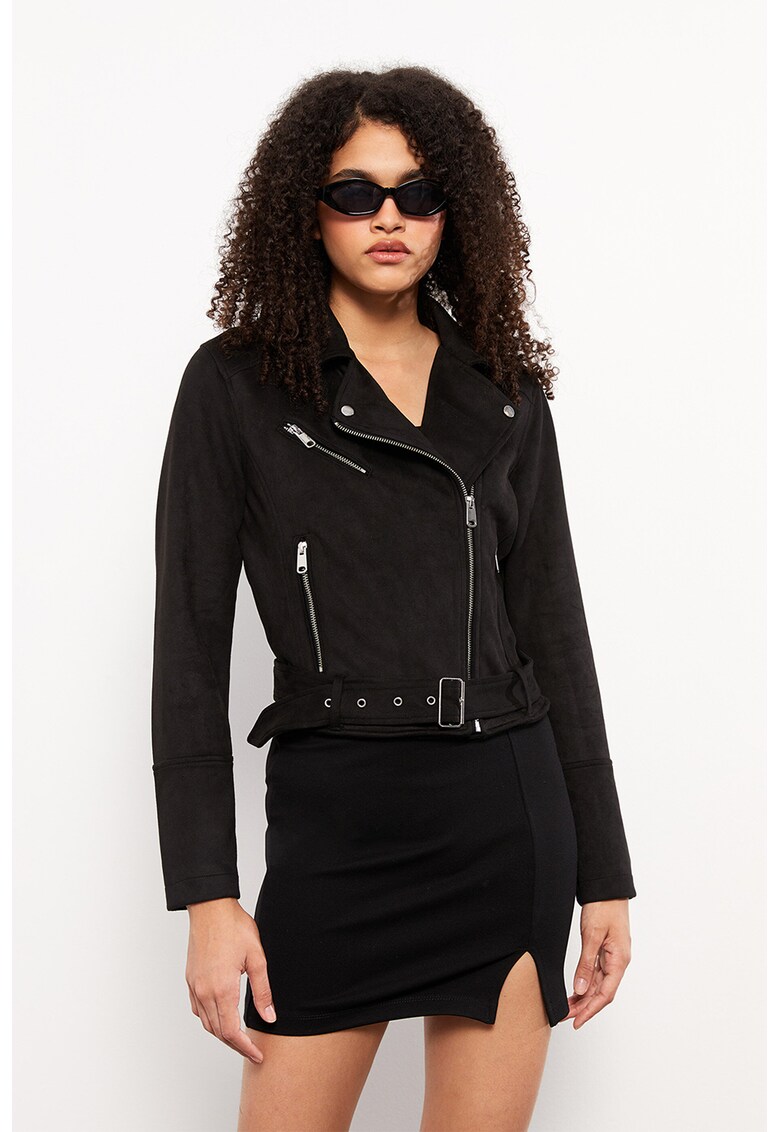 Jacheta biker de piele intoarsa ecologica