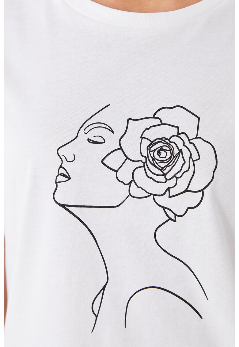 Tricou cu imprimeu si decolteu rotund