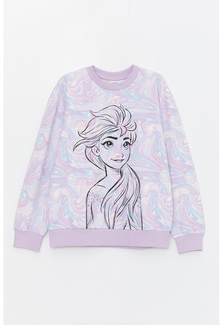 Bluza de trening cu decolteu la baza gatului si imprimeu Frozen