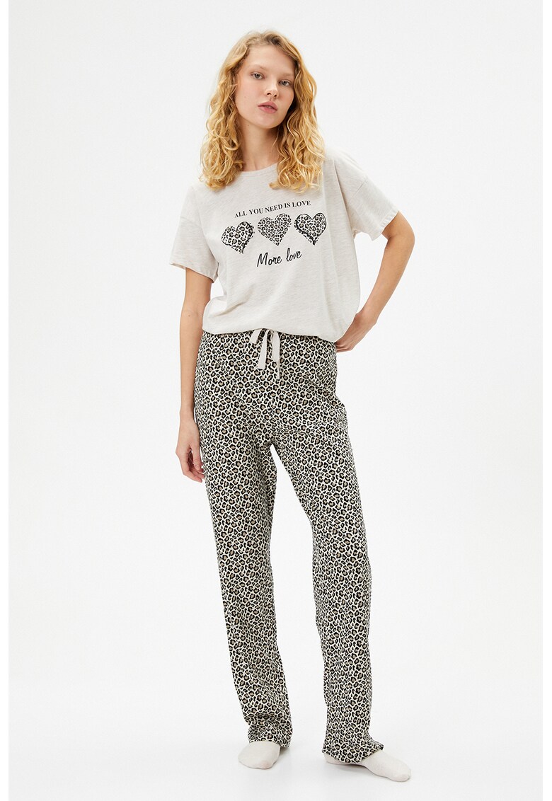 Pijama cu imprimeu leopard - 2 piese