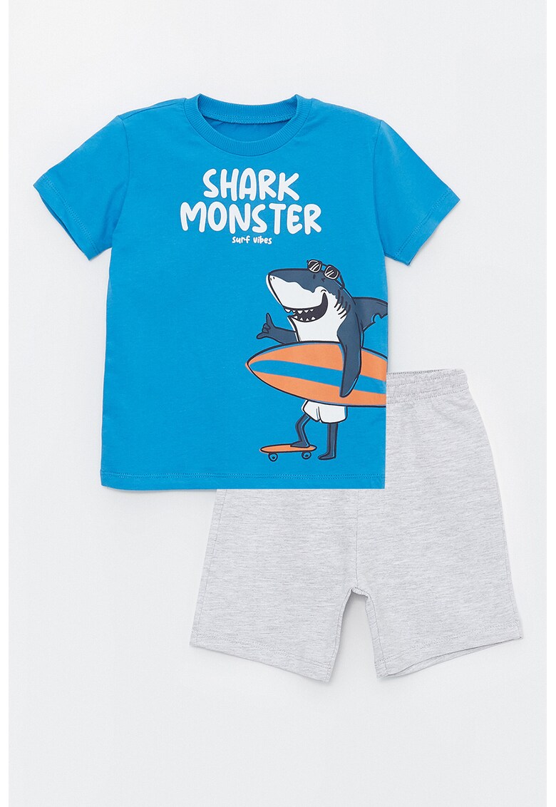 Set de tricou cu imprimeu si pantaloni scurti