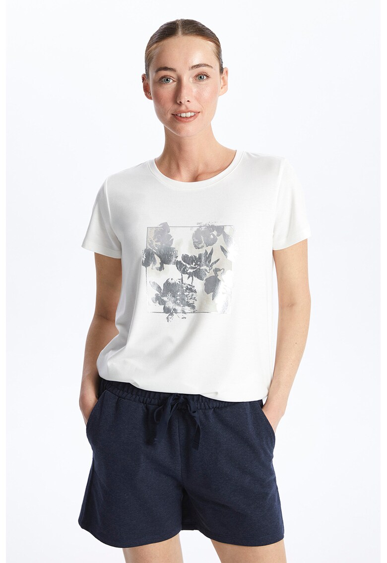 Tricou cu imprimeu metalizat