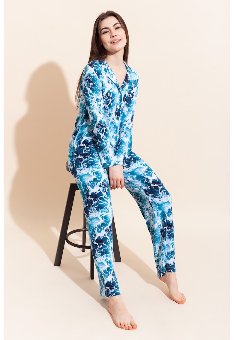 Pijama din amestec de modal cu pantaloni lungi Aria
