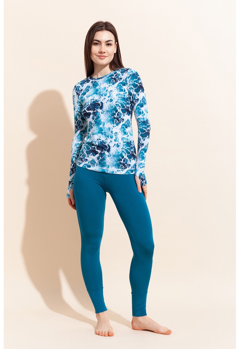 Pijama cu pantaloni lungi si decolteu la baza gatului - din amestec de modal Aria