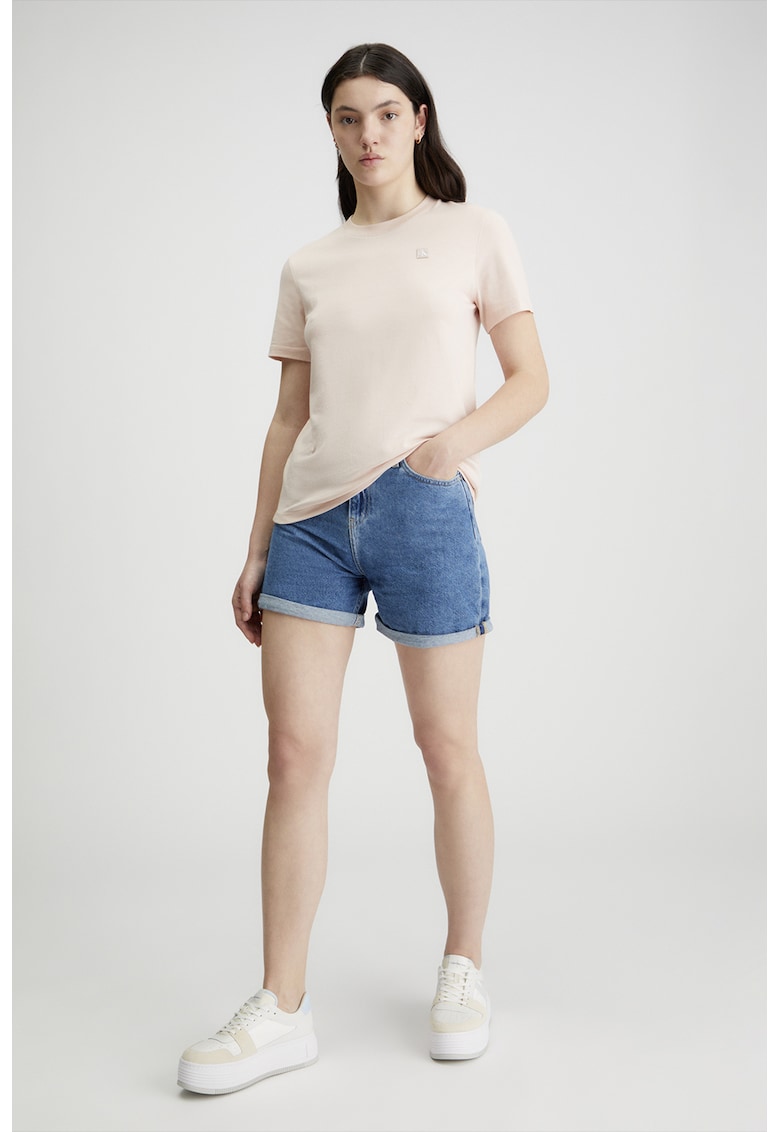 Pantaloni scurti mom fit din denim - Albastru pastel