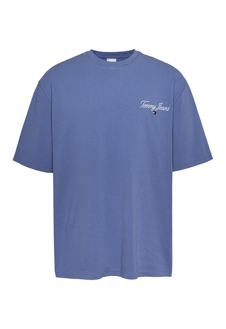 Tricou cu decolteu la baza gatului si broderie logo pe piept