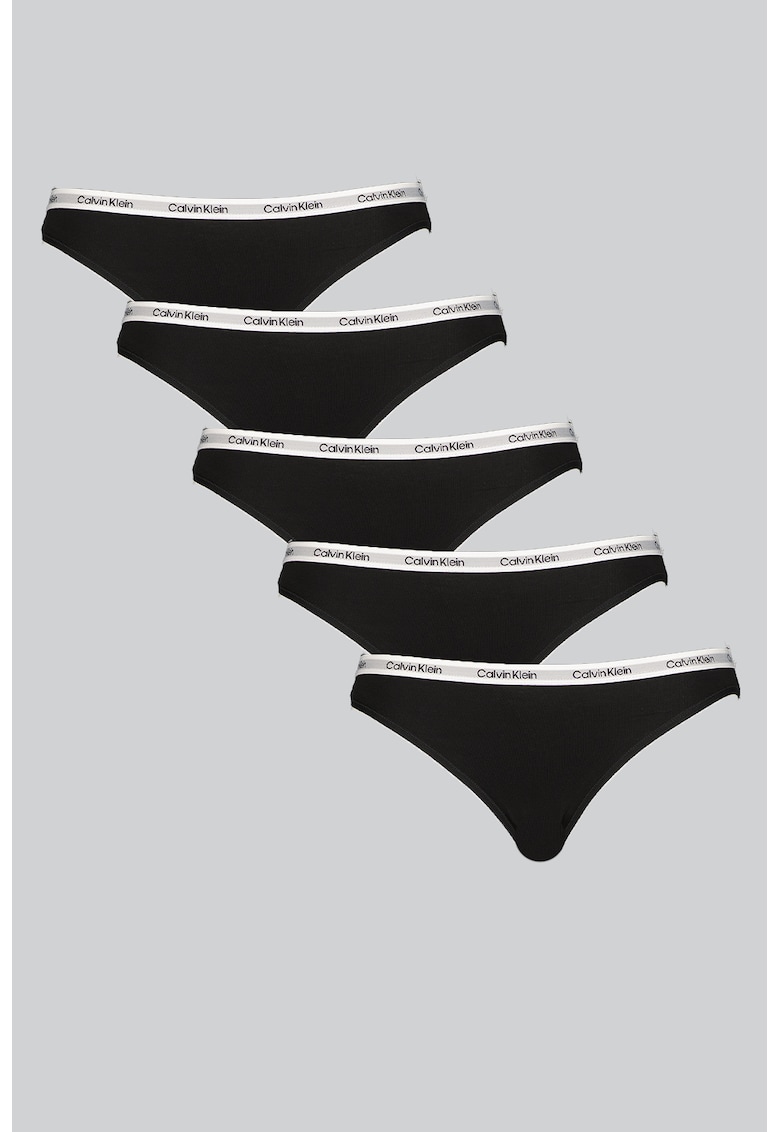 Set de chiloti cu logo - 5 perechi - Alb/Negru