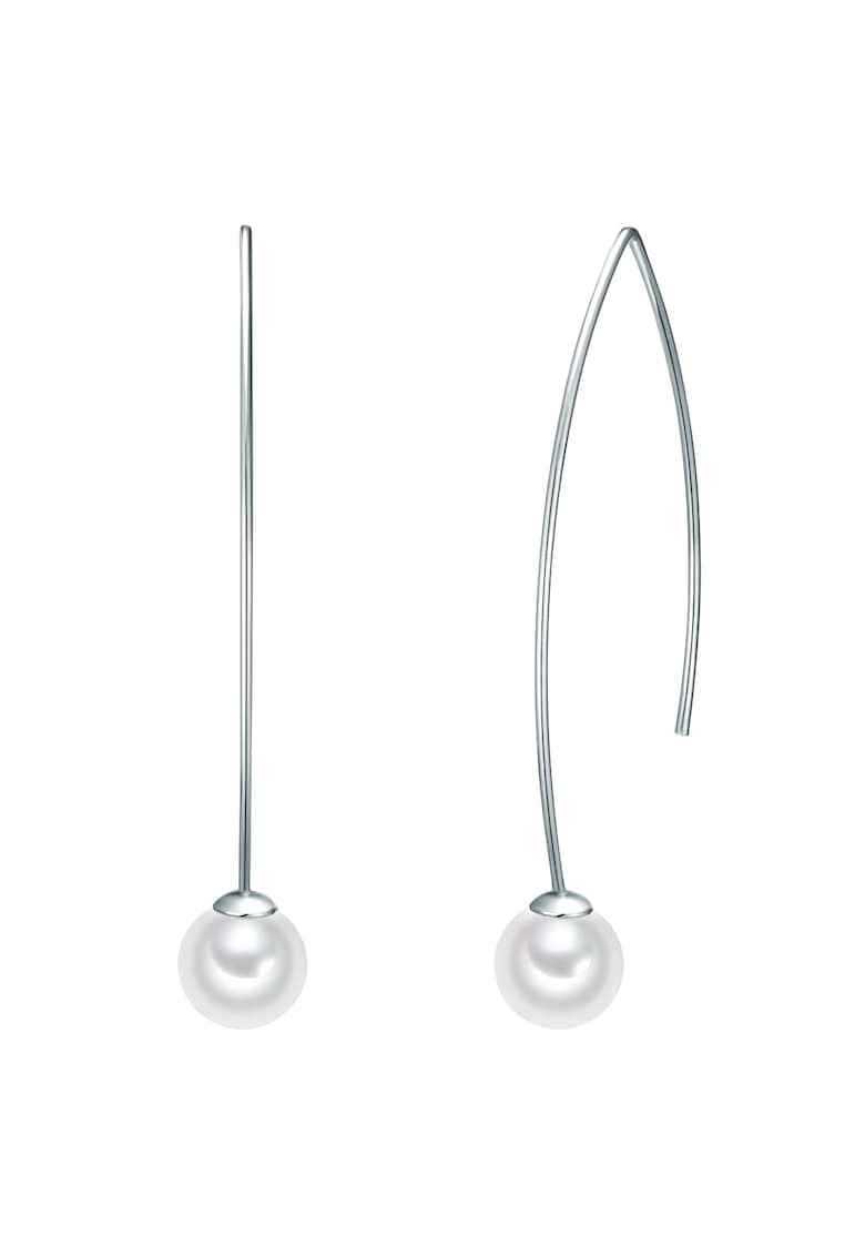 Cercei drop cu perle - Argintiu