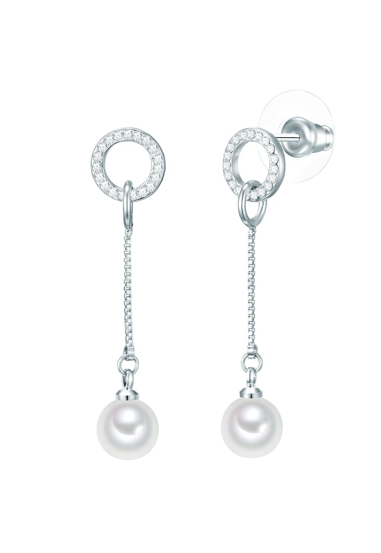 Cercei drop decorati cu perle si cristale