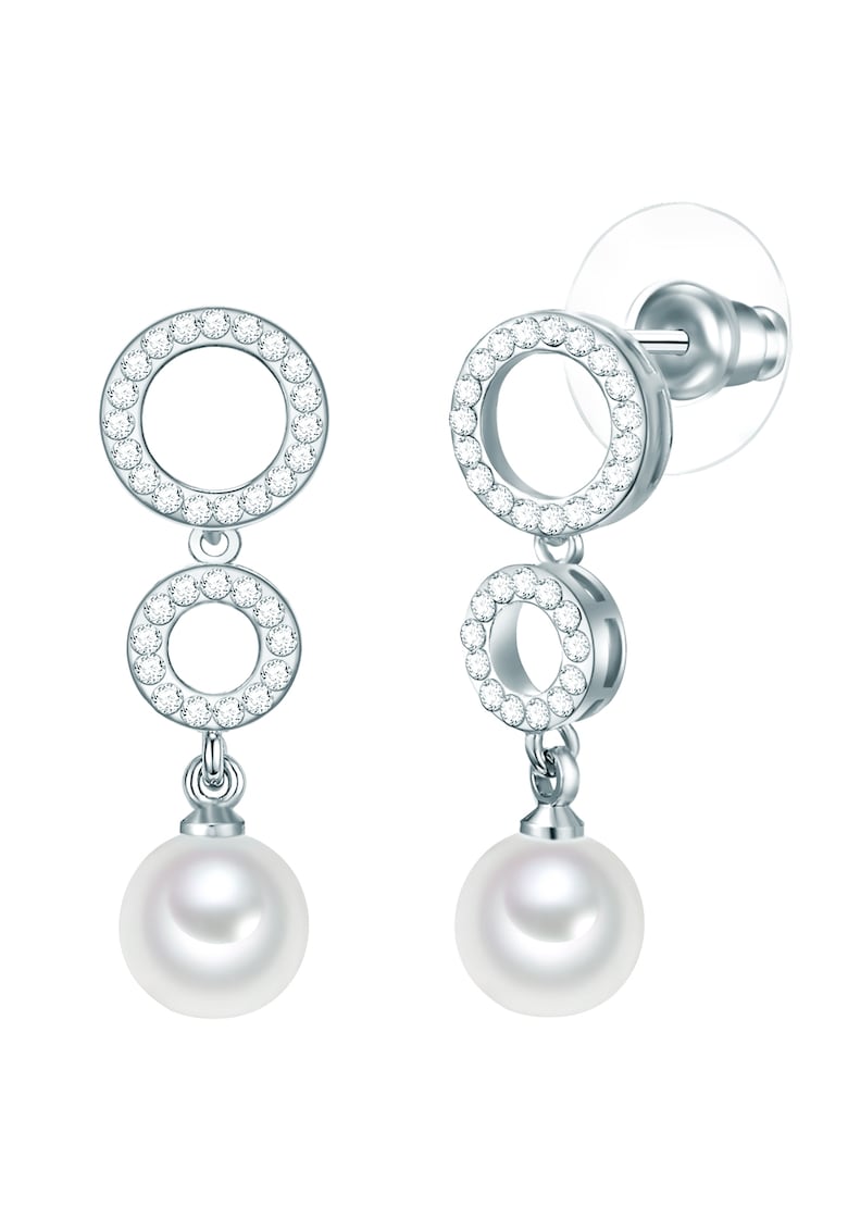 Cercei drop decorati cu perle si cristale