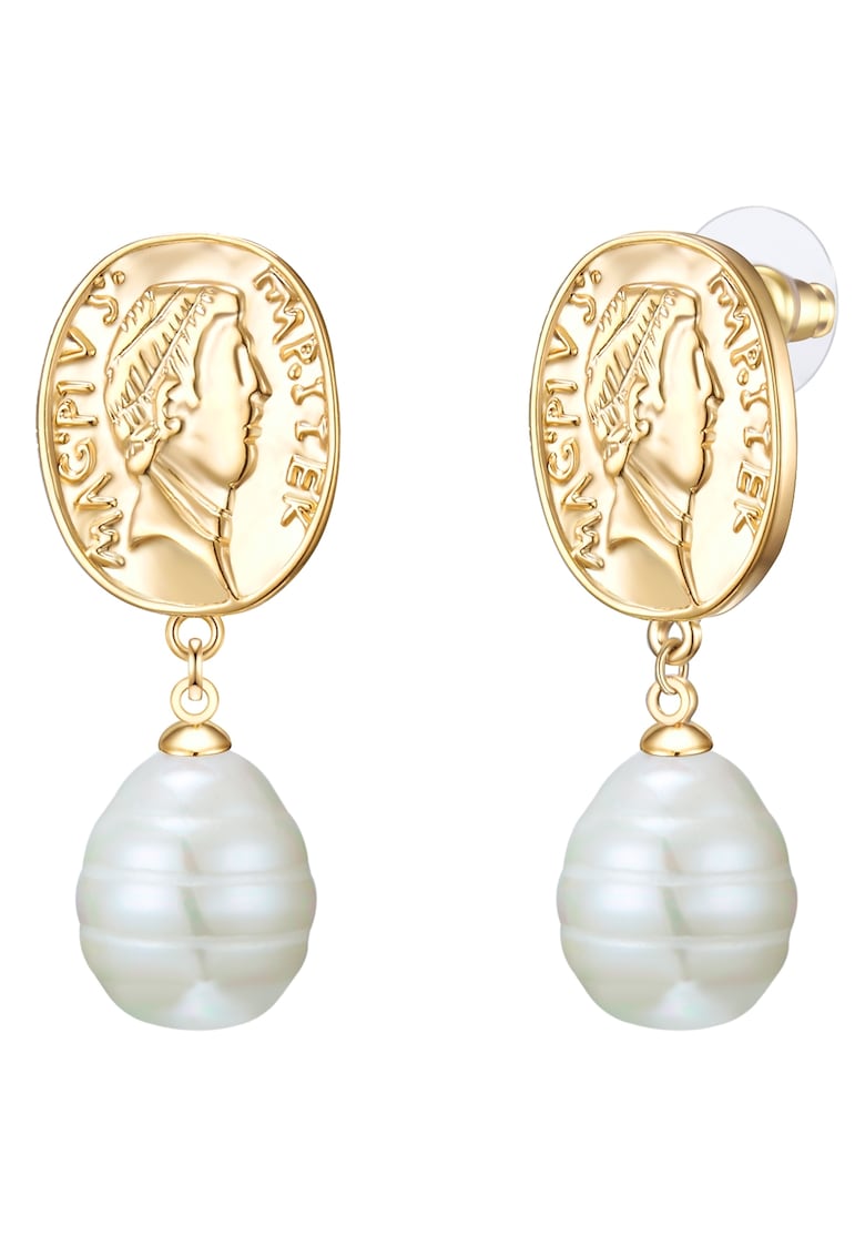 Cercei placati cu aur de 14K si decorati cu perle