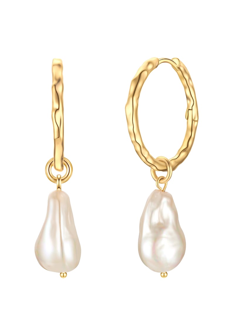 Cercei drop din aur de 14K filat - cu perle