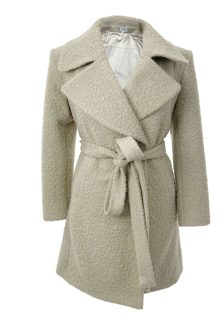 Palton din lana buclata ZAIRA - Bej