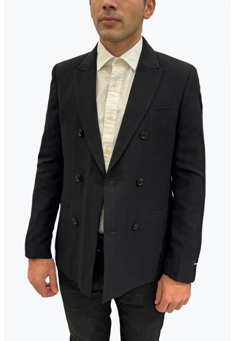 Sacou elegant barbati cu buzunare clasice si inchidere cu nasturi negru