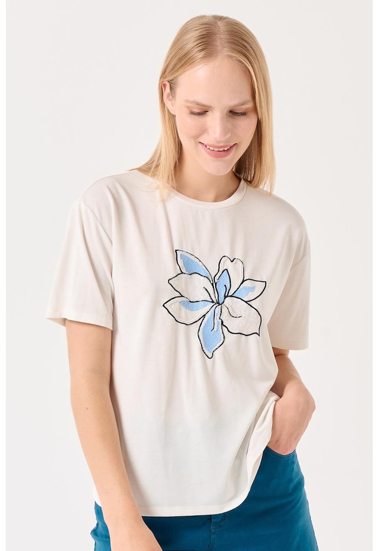 Tricou din amestec de modal cu imprimeu floare