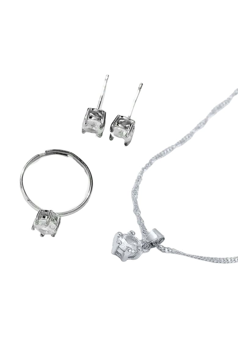 Set colier - cercei - inel si bratara tennis - argintiu - cu pietre - Nichlaes C8 OUT