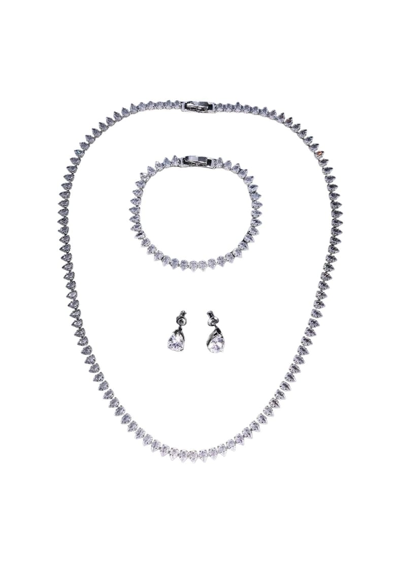 Set colier - cercei si bratara - tennis - argintiu - cu pietre din zirconiu - Niccie C1