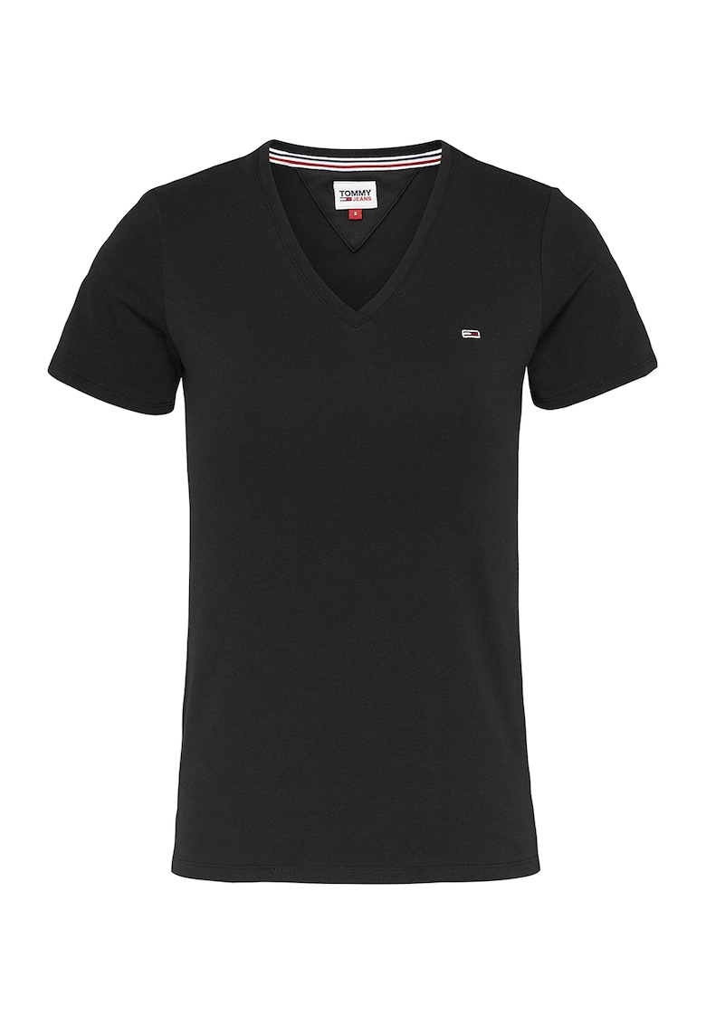 Tricou slim fit cu decolteu in V