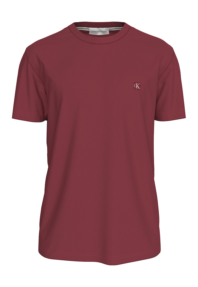 Tricou de bumbac cu decolteu la baza gatului - Visiniu