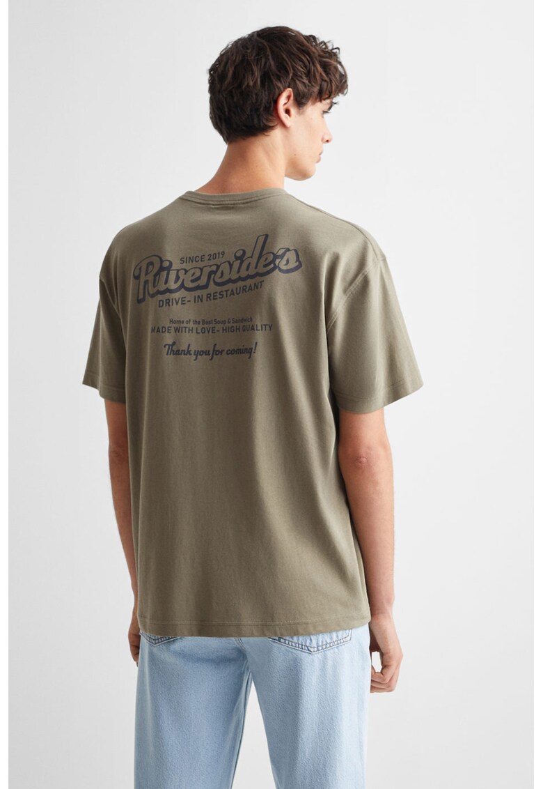 Tricou de bumbac cu decolteu la baza gatului River