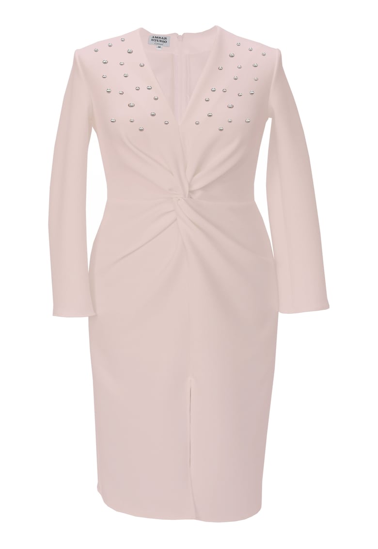 Rochie pe corp cu perle JADE - Roz deschis