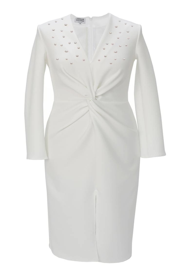 Rochie pe corp cu perle JADE - Alb