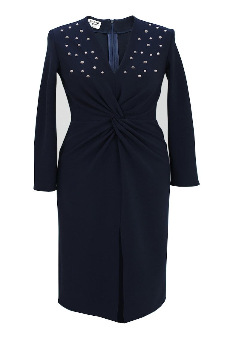 Rochie pe corp cu perle JADE - Bleumarin