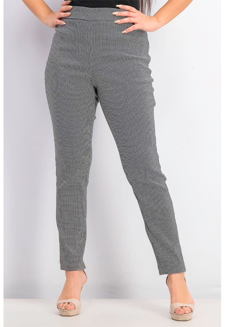 Pantaloni Dama - Eleganti cu talie inalta - Alb/Negru - M Negru