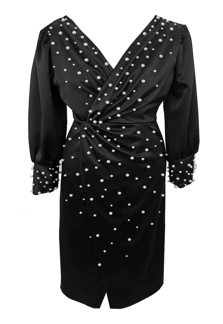 Rochie midi cu perle AMINA - Negru