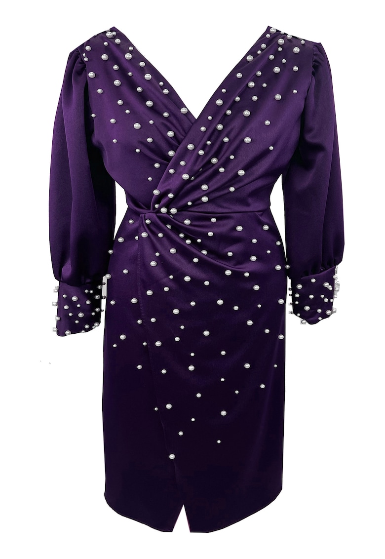 Rochie midi cu perle AMINA - Mov