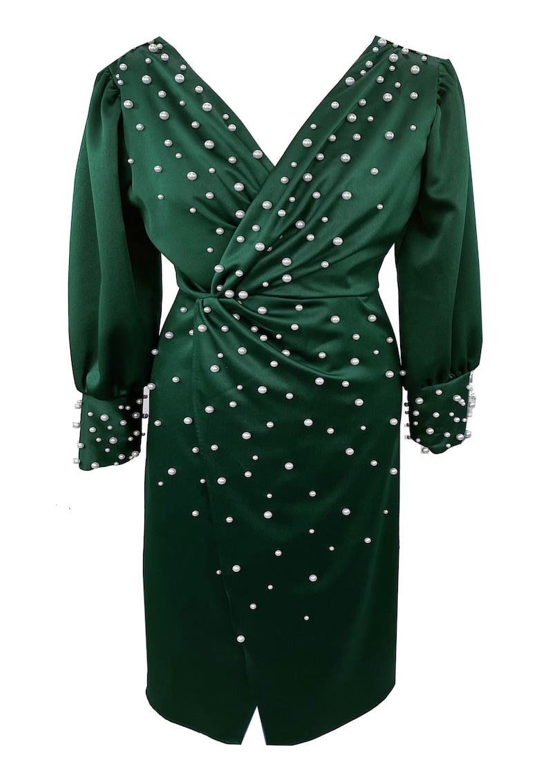 Rochie midi cu perle AMINA - Verde