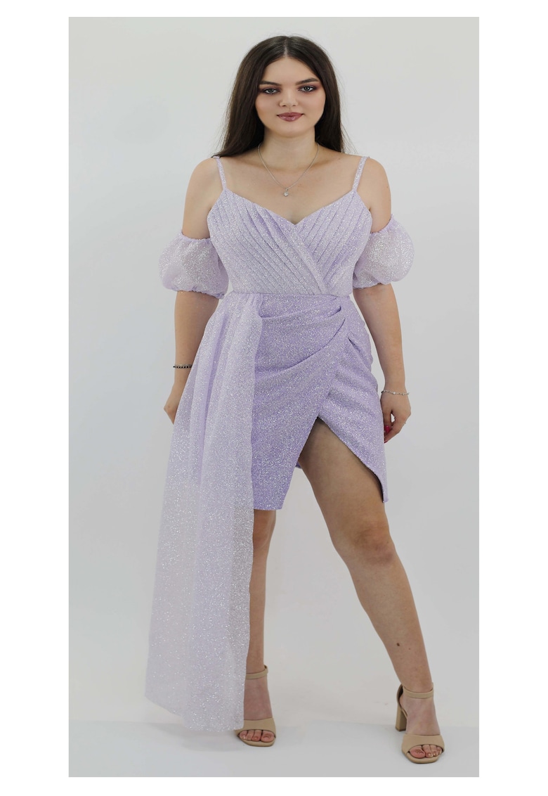 Rochia scurta din sclipici lavanda MARISSA