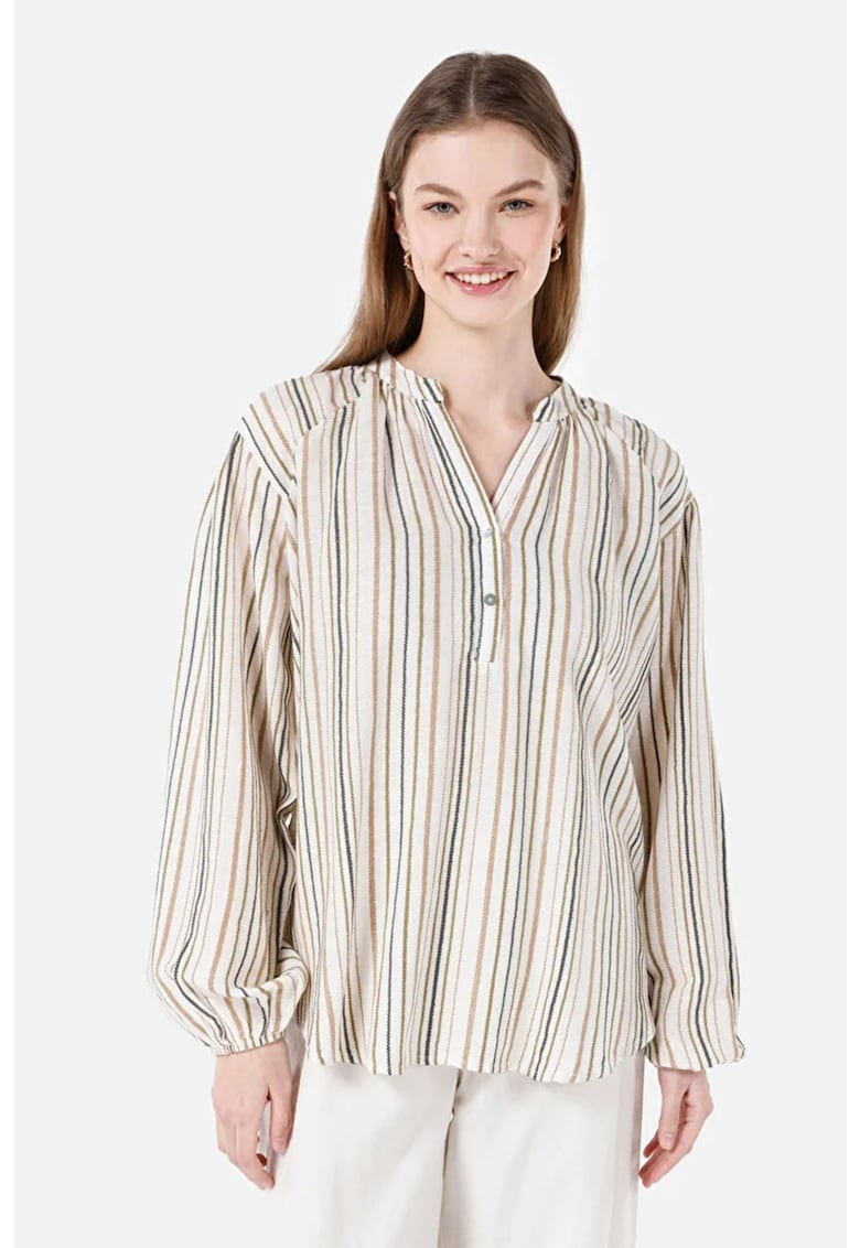 Bluza-tunica din amestec de in cu model cu dungi