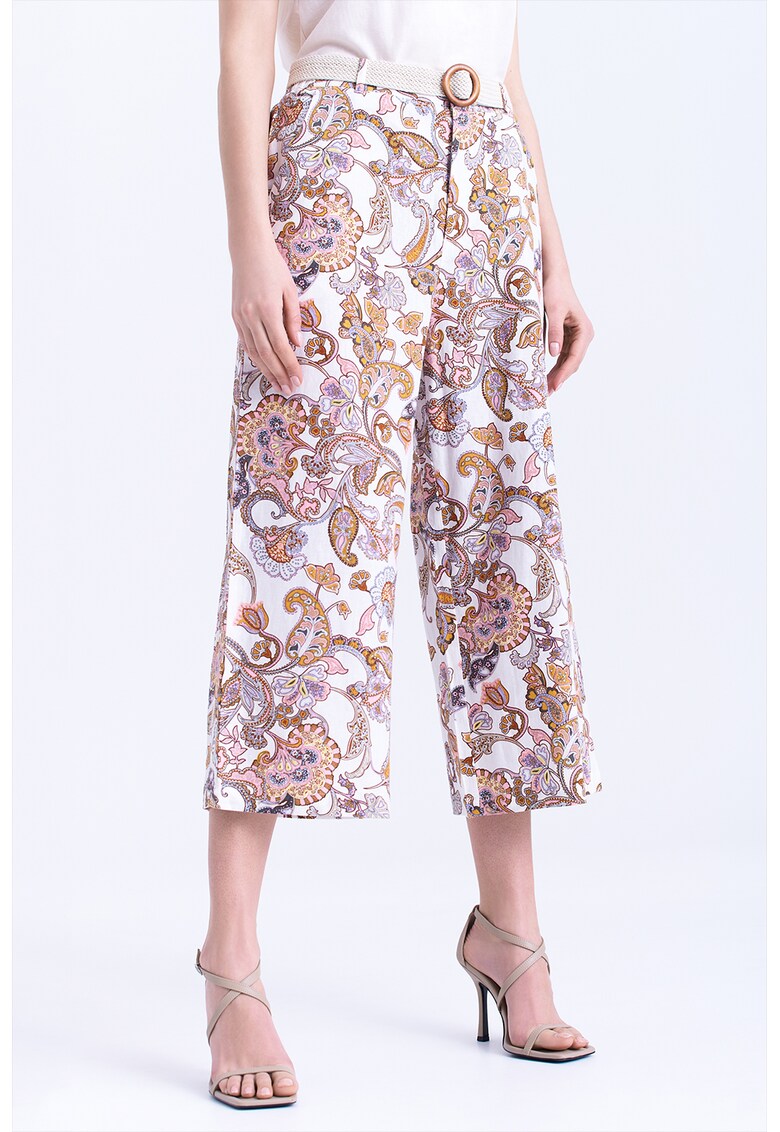 Pantaloni culotte cu model floral