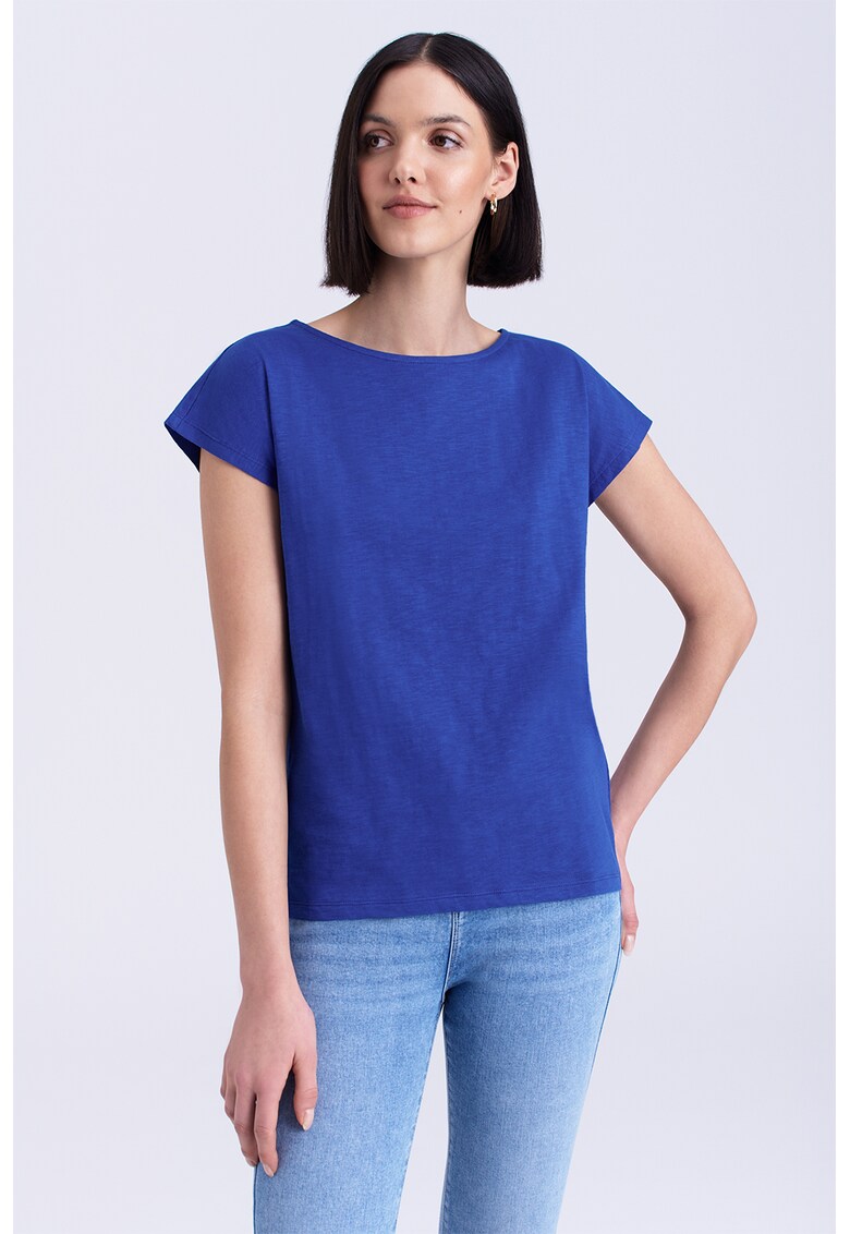 Tricou uni cu decolteu rotund