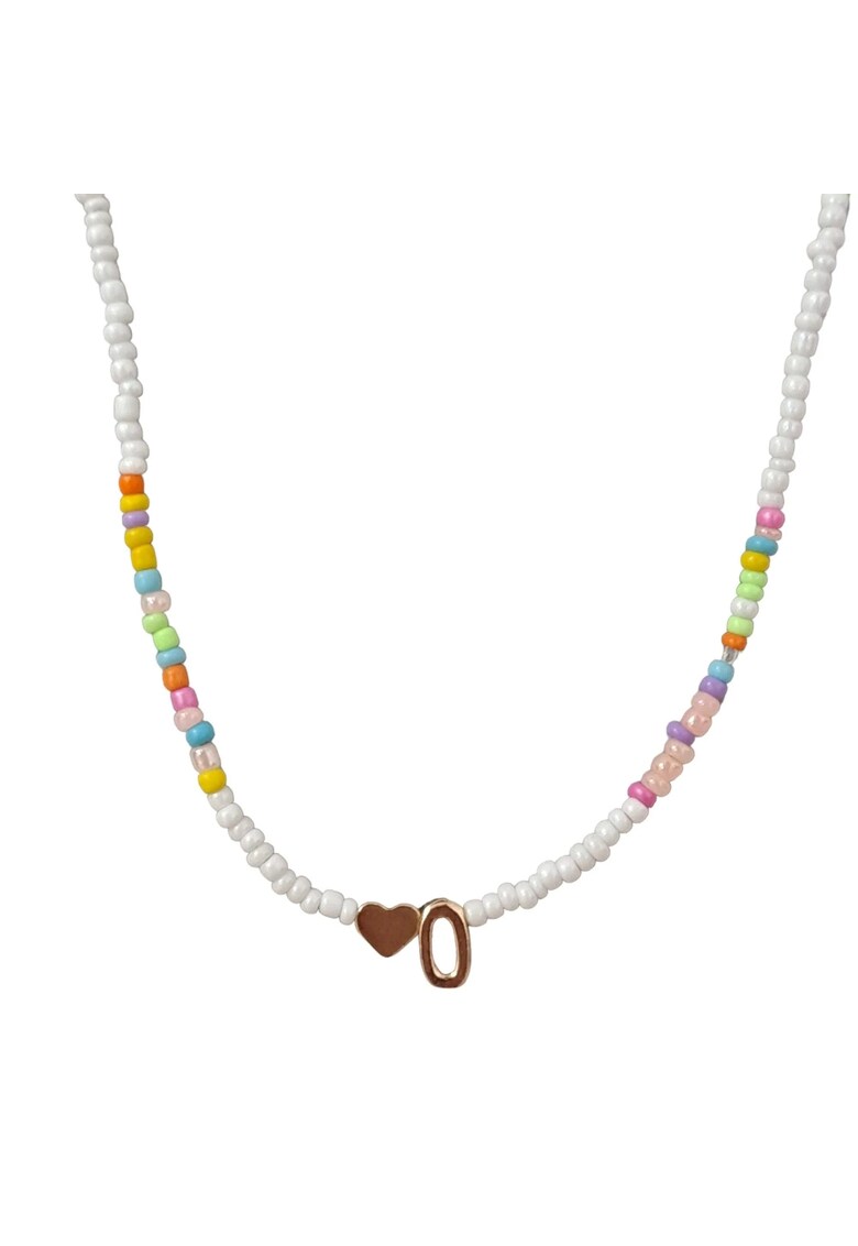 Colier auriu - cu margelute colorate - litera O C2