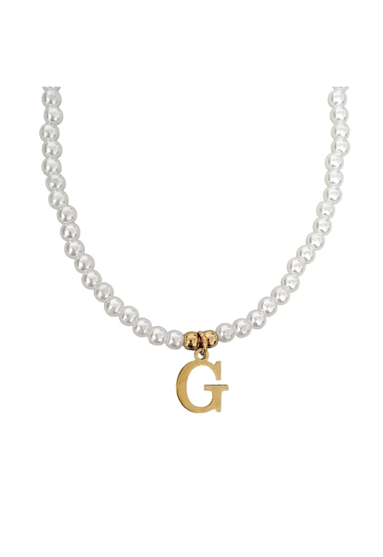 Colier auriu - cu perlute si pandantiv cu litera G C2