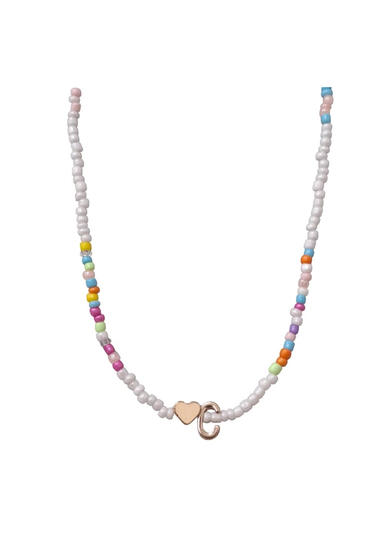 Colier auriu - cu margelute colorate - litera C C2