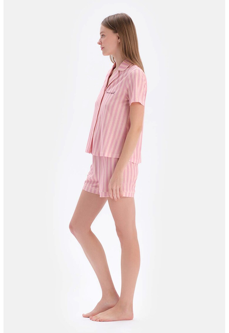 Pijama din amestec de modal cu model in dungi