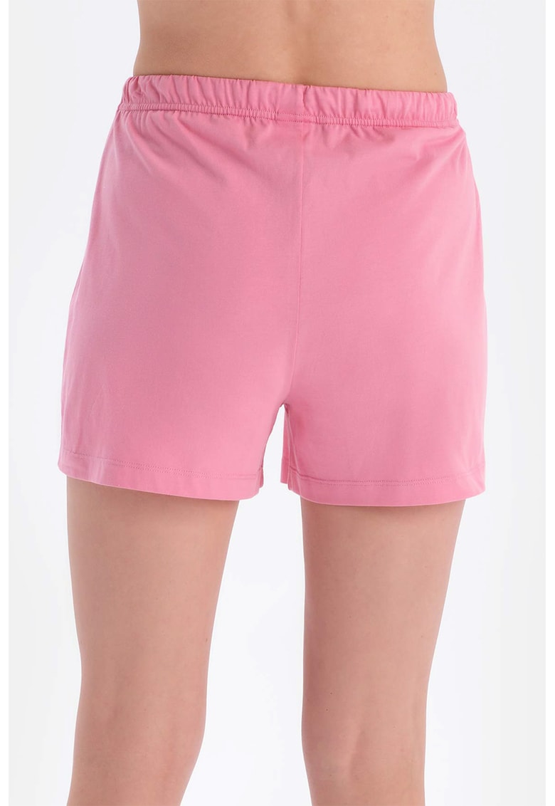 Pijama cu imprimeu text si maneci cazute
