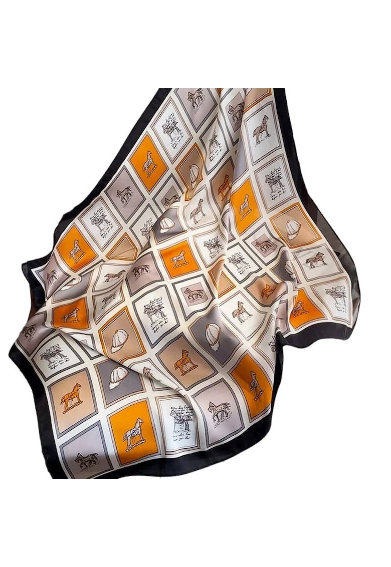 Esarfa bej - patrata - cu imprimeu - Netya C1