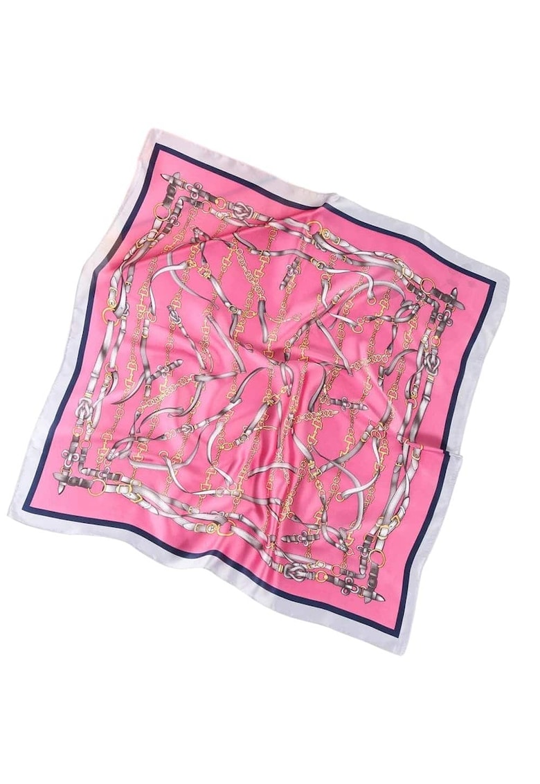 Esarfa roz - patrata - cu imprimeu - Nevia C1