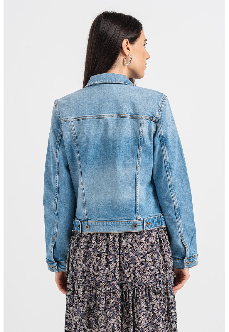 Jacheta din denim cu aspect decolorat