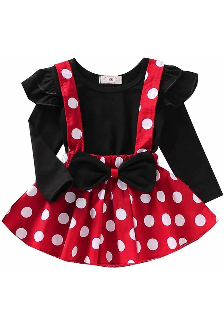 Set Fetite Rosu Cu Buline Maneca Lunga - Rosu